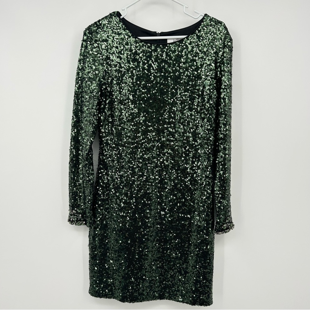 Badgley Mischka Green Sequin Mini Dress